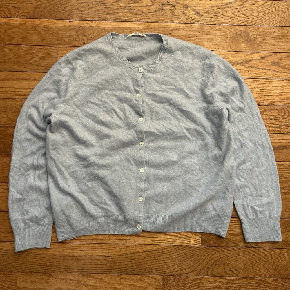Everlane 100% Cashmere Knit Baby Blue Cardigan Sweater Women’s 2XL